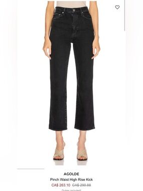Agolde Pinch Ankle Crop Kick Jeans in Faded Black, Size 27